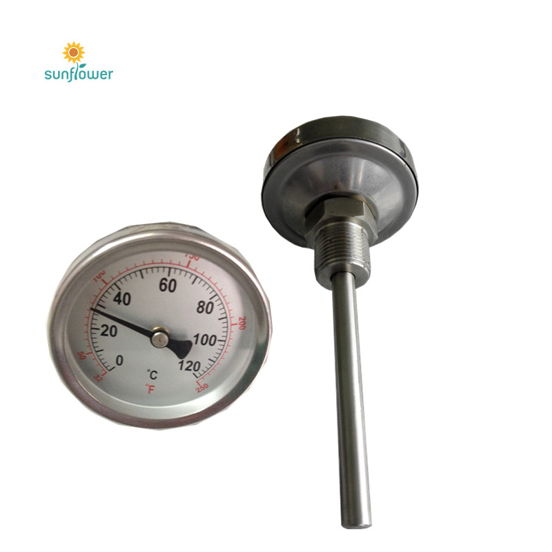 WSS-401 Manometer thermometer back connection with 100mm dial 0-200C thread:M27*2