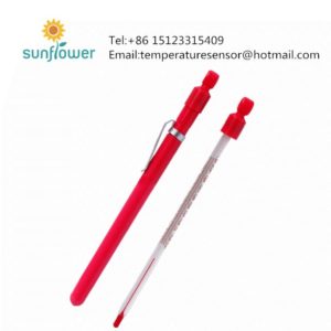 Laboratory red liquid alcohol glass tube thermometer