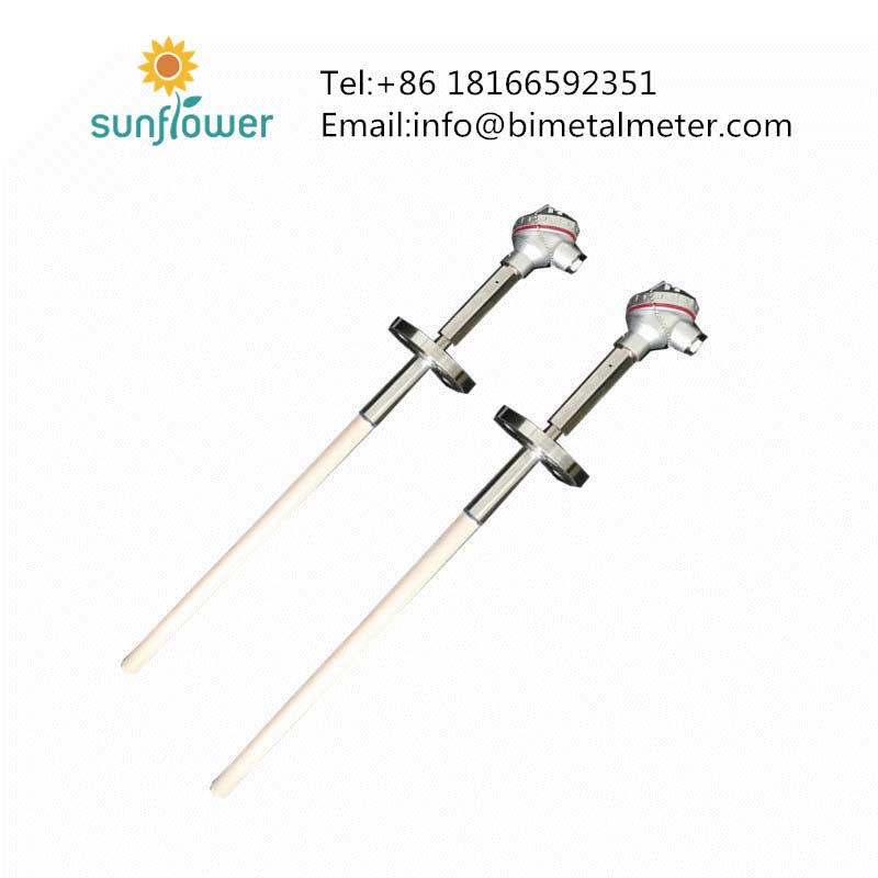 flange mount industrial high temperature ceramic sheath thermocouple type r s b