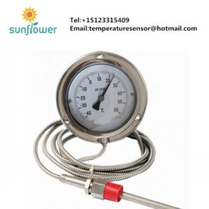 pressure type gas expansion capillary thermometer bottom connection analog thermometer