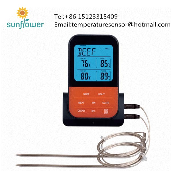 wireless digital bbq thermometer with double probe