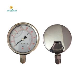 SS304 SS316 Case Bottom Connection Type Oil Filled psi bar kpa mpa Pressure Gauge