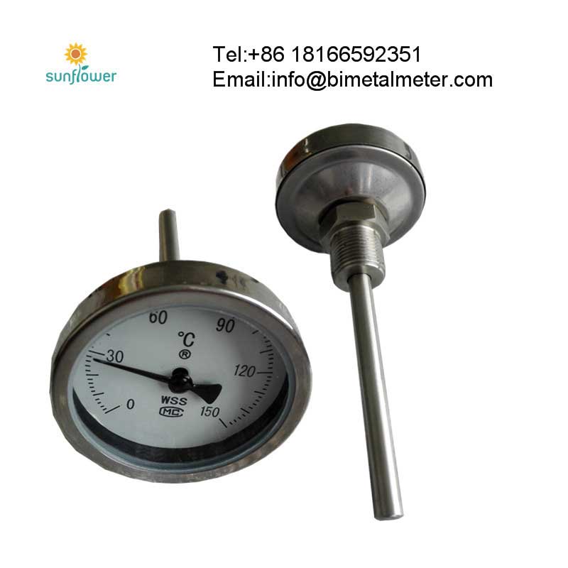 WSS-301 3inch dia bimetal temperature gauge back connection