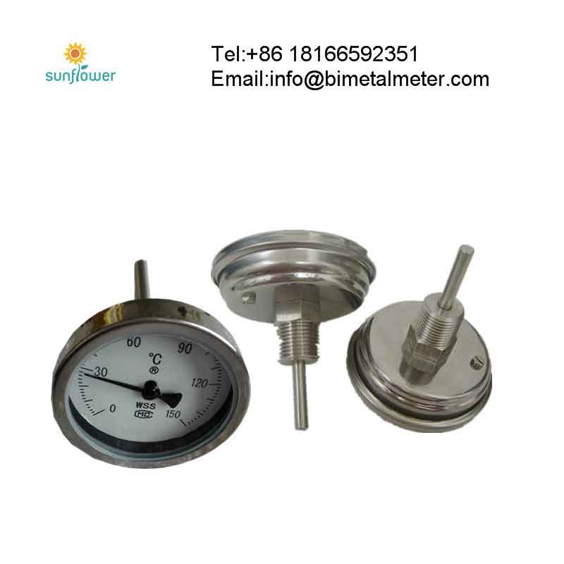 WSS-411 100mm dial bimetal temperature gauge radial type