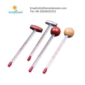 high quality cute glass red wine thermometer with wood top