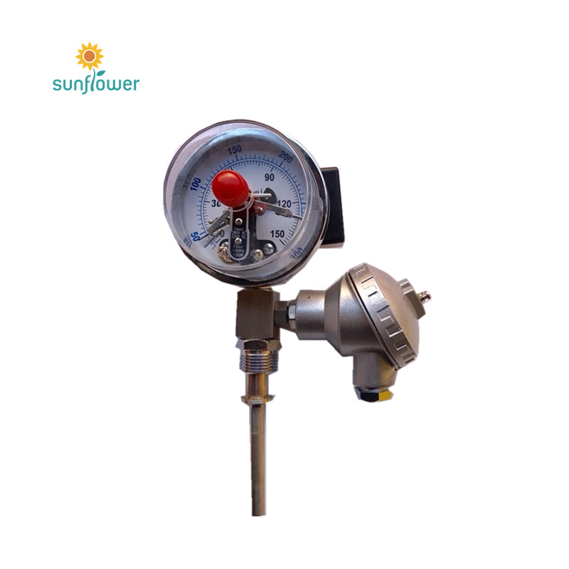WTYY-1031 Bimetal Manometer thermometer bottom connection with rtd pt100 sensor 150mm dial  0-100C